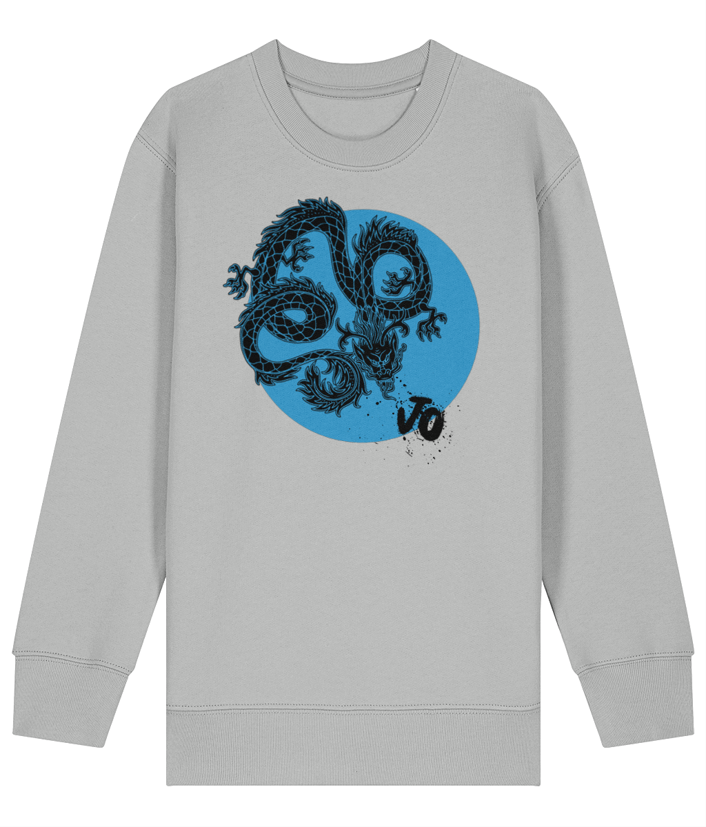 Front mock up grey sweatshirts with blue circle and black designs