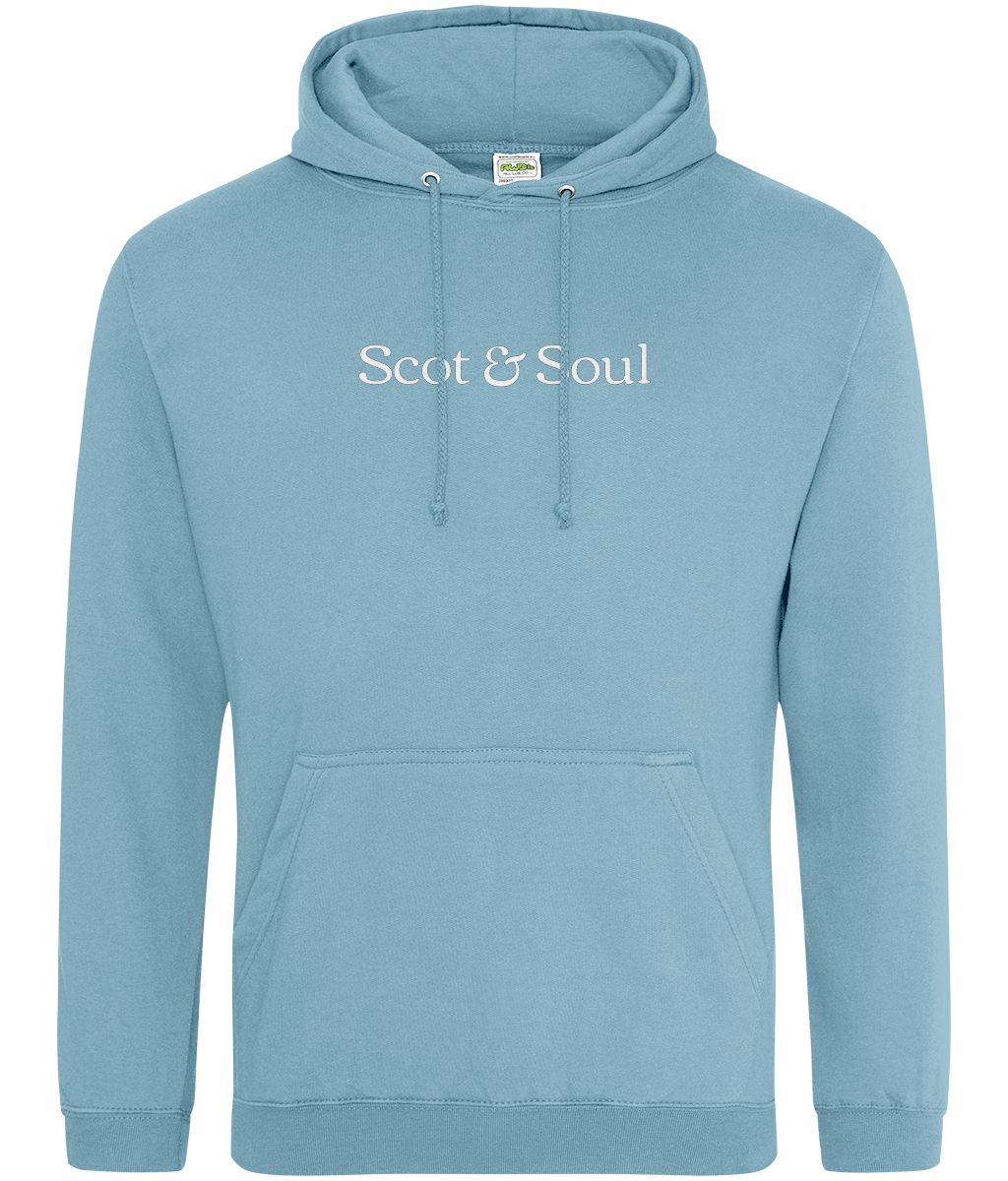 Ice Blue hoodie with 'Soul & Soul' text on a white background