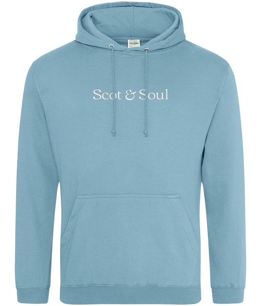 Ice Blue hoodie with 'Soul & Soul' text on a white background